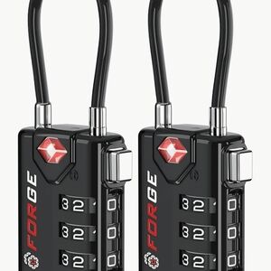 Forge TSA Approved Cable Luggage Locks, Re-settable Combination with Alloy Body